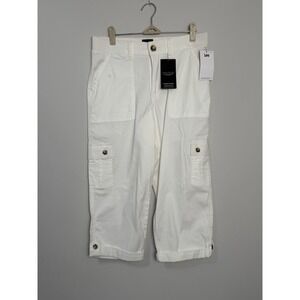 Lee White Cargo Capri Pants with Button Tabs